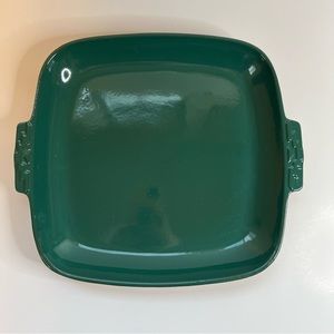 Large Vintage Mexican Fiesta Terra Cotta Serving Platter Green 12.5”